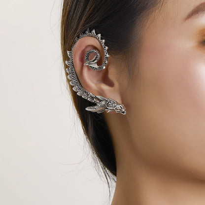 Punk Fairy Ear Cuff Goth Earring Dark Elf Ear Clip Earrings For Women Retro Silver Color Hip Hop Halloween Party Jewelry Gift