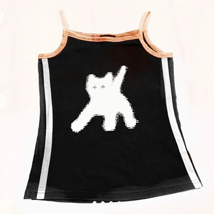 Y2k Crop Top Women Harajuku T Shirts Gothic Cute Cat Print Harajuku Streetwear Graphic Slim Tee Kawaii Summer Femme Clothes