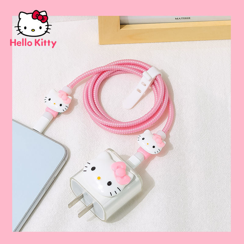 Hello Kitty Anti-breaking Cartoon Apple Data Cable Protective Case Mobile Phone Charger Winding Rope