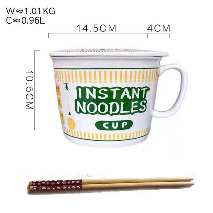 Kawaii Ramen Instant Noodle Bowl Set: Japanese Style Ceramic Tableware