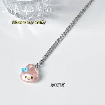 New Hello Kitty Pearl Necklace Cartoon Sanrio Anime KT Cat Luxury Y2k Sweet Clavicle Pendant Christmas Gift Girls Without Box