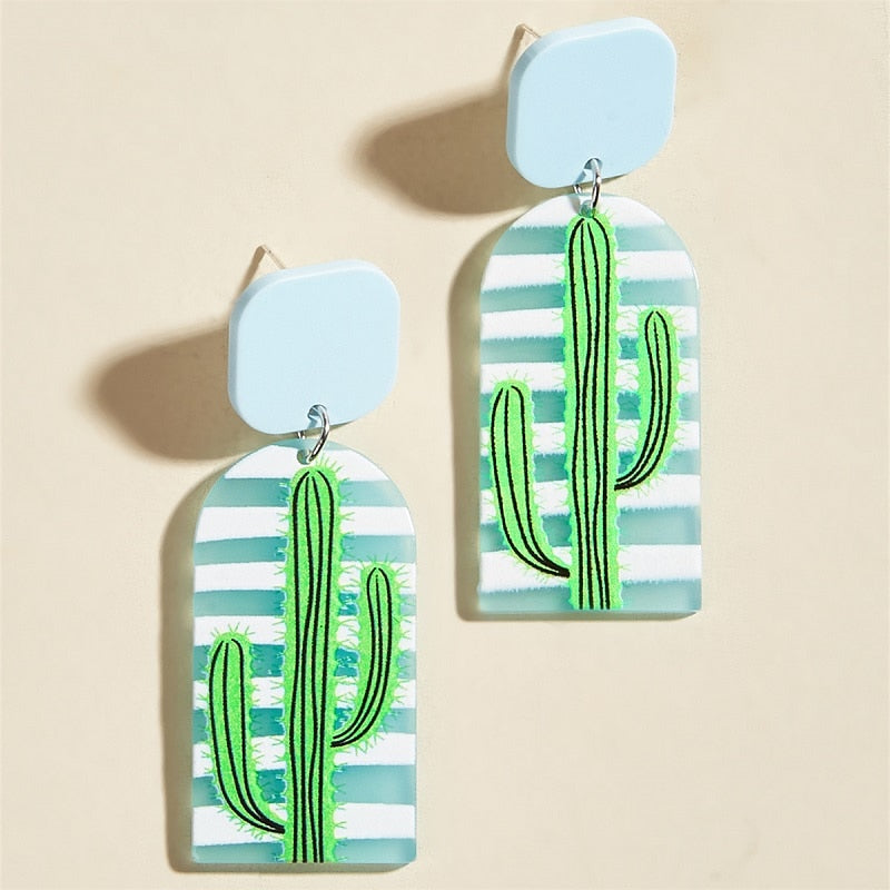 New Pattern Earring New Retro FlowerContrast Color Square Earrings Acrylic Simple Candy Color Earrings Pendientes Piercing