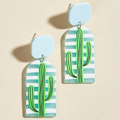 New Pattern Earring New Retro FlowerContrast Color Square Earrings Acrylic Simple Candy Color Earrings Pendientes Piercing