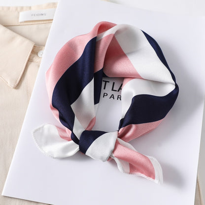 Women Small Satin Silk Scarf Square Print Wrap Foulard Femme Handkerchief Bandana Neck Hair Skinny Tie Scarves Shawls