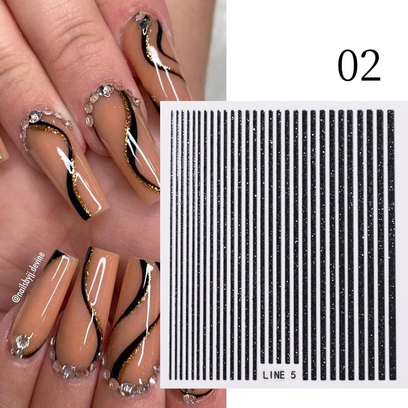 Harunouta Simple Flowers 3D Nail Stickers Gold Heart French Tip Lines Leopard Print Design Adhesive Sliders Manicure Nail Decals