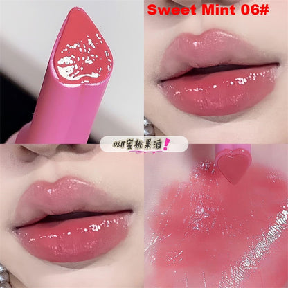 Jelly Mirror Lipstick Lip Gloss Non-stick Cup Mirror Lip Tint Heart-shaped Lipstick Moisturizing Lipgloss Long-lasting Lipstick