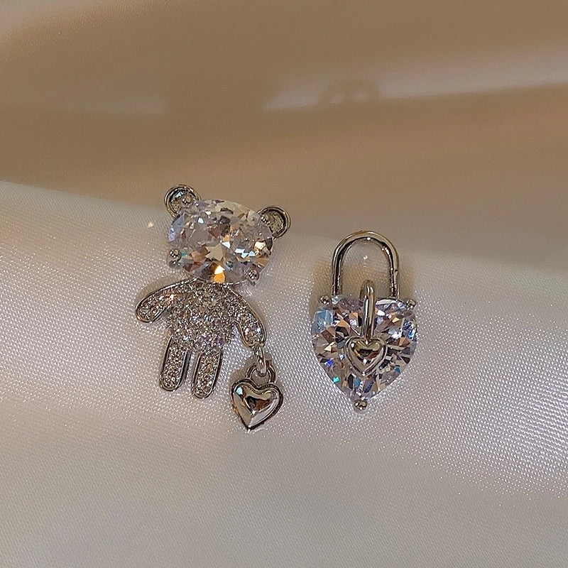 Cute Acrylic Candy Gummy Bear Dangle Earrings for Women Rainbow Bear CZ Hoop Earrings Korean Fashion Sweet Girl Jewelry