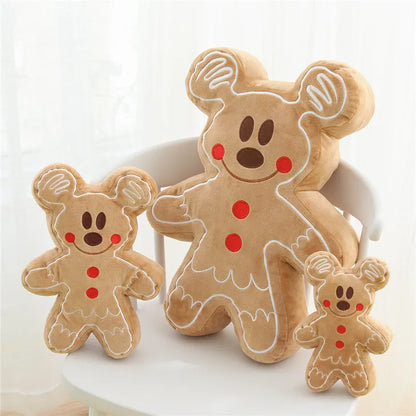 Disney Mickey Mouse Minnie Cookie Plush Toys Anime Cute Gingerbread Man Dolls Pillow Kawaii Stuffed Toys for Children Christmas