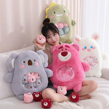 New Plush Pudding Bag Candy Bag Mini Balls Rabbit Koala Pink Bear Dinosaur Dolls Animals Plush Pillow Birthday Gift for Kids