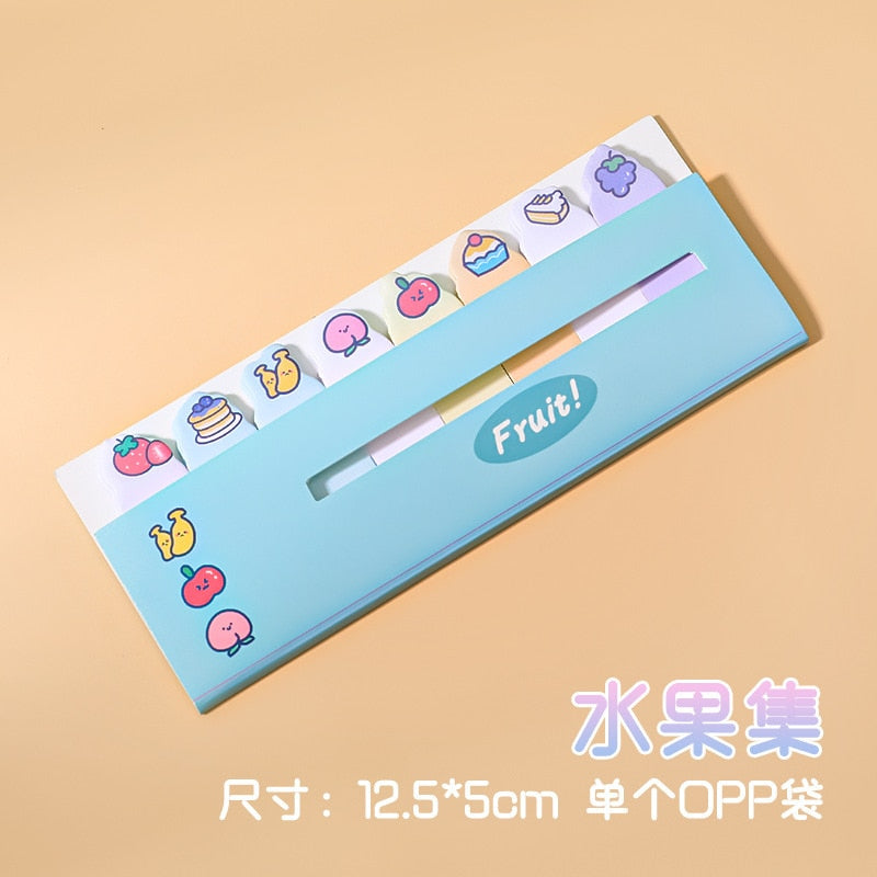 120 PCS Multi-color Kawaii Cartoon Fruit Flower Writable Sticky Notes Index for Pages Book Mark Classification