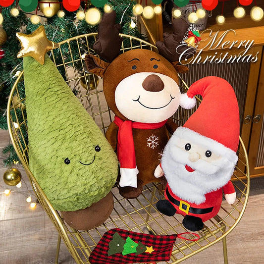 Christmas Stuffed Animals Santa Plush Toy Reindeer Plushies Tree Home Decor Soft Doll Cute Holiday Christmas Gifts for Kids