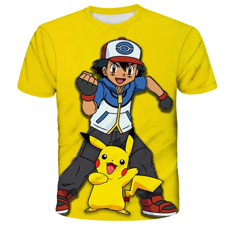 Pokemon Pikachu T-shirts Squirtle Summer 3D Kids Tshirts Pokemon Boys Girls Anime Game Cartoon Fashion Hip Hop Clothing