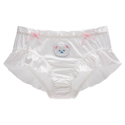 4XL Large Size Women Cute Lovely Sweety Japanese Style Lolita Panties Bear Embroidery Soft Ruffles Underwear