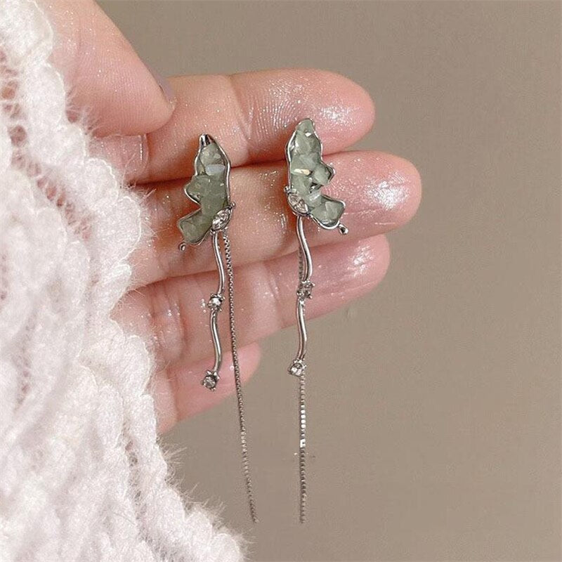 Y2K Fairy Butterfly Tassel Ear Clips Angel Ear Bone Clip Earring Elf Female No Ear Hole Ear Cuff Hanging Earring Fashion Jewelry