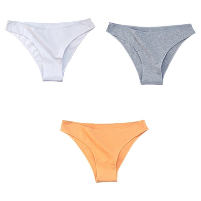 3Pcs/Set Women's Cotton Panties Female Underwear Solid Color Comfortable Briefs High Elasticity Underpants Size M-XXL