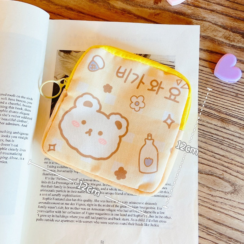 Cute Large Capacity Sanitary Napkin Storage Bags Cartoon Rabbit Bear Girls Physiological Period Tampon Organiser Bag Mini Bag