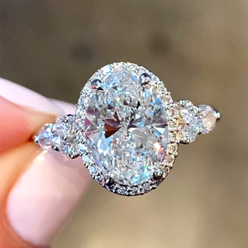 Huitan Personality Big Pink Cubic Zirconia Wedding Rings for Women Romantic Bridal Marriage Ceremony Party Rings Fashion Jewelry