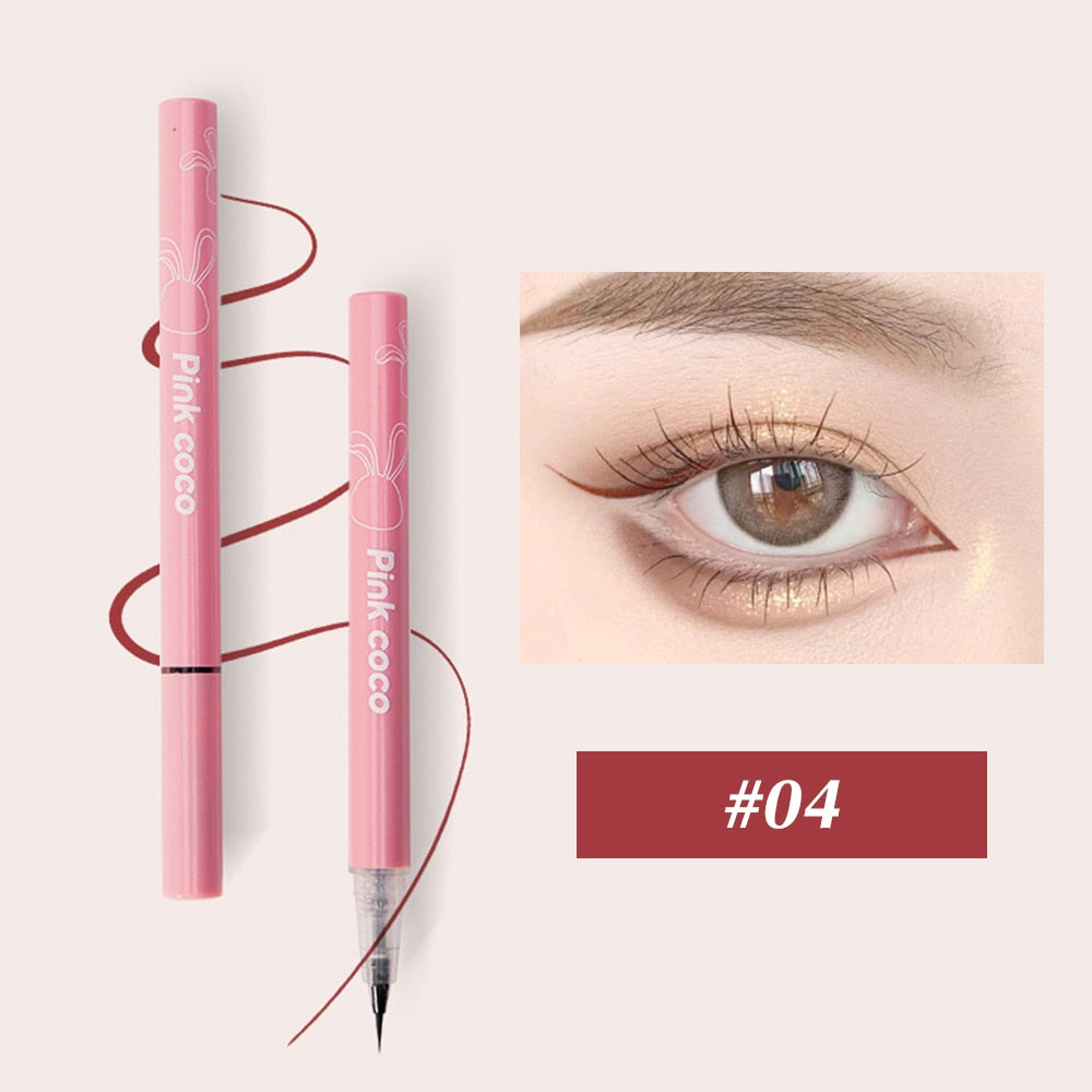 Ultra Thin Silky Matte Liquid Eyeliner Waterproof Non Smudging Lasting Black Brown Pink Lying Silkworm Eye Liner Eyes Makeup