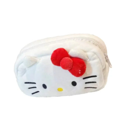 Hello Kitty Plush Storage Bag Sanrio Makeup Bag Pencil Case Cartoon Student Stationery Bag Girl Makeup Bag Birthday Gift