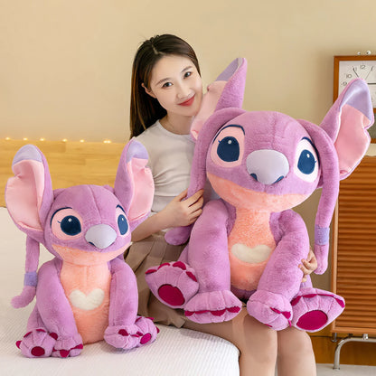 GIANT Angel Stitch Plush Toy 60cm Pink Lilo & Stitch Stuffed Animal Plushies Disney Movie Cute Soft Doll Big Large Sleeping Pillow Pet Cushion Christmas Kids Birthday Gift