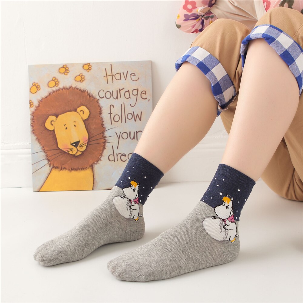 New Cute Cartoon Lively Lovely Hippo Socks Funny Literary Art Illustration hippopotamus Animal Socks Unisex Christmas Gift