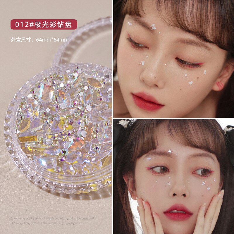 1Box Eyes Face Makeup Facial Decoration Patch Butterfly Diamond Pearl Adhesive Rhinestone Glitter Sequin DIY Nail Art Decoration