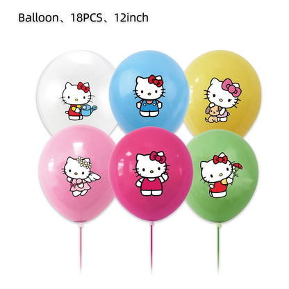 Hello Kitty Theme Baby Shower Girls Party Supplies Paper Cup Plate Tablecloth Kids Birthday Party Banner Wedding Decor Balloons