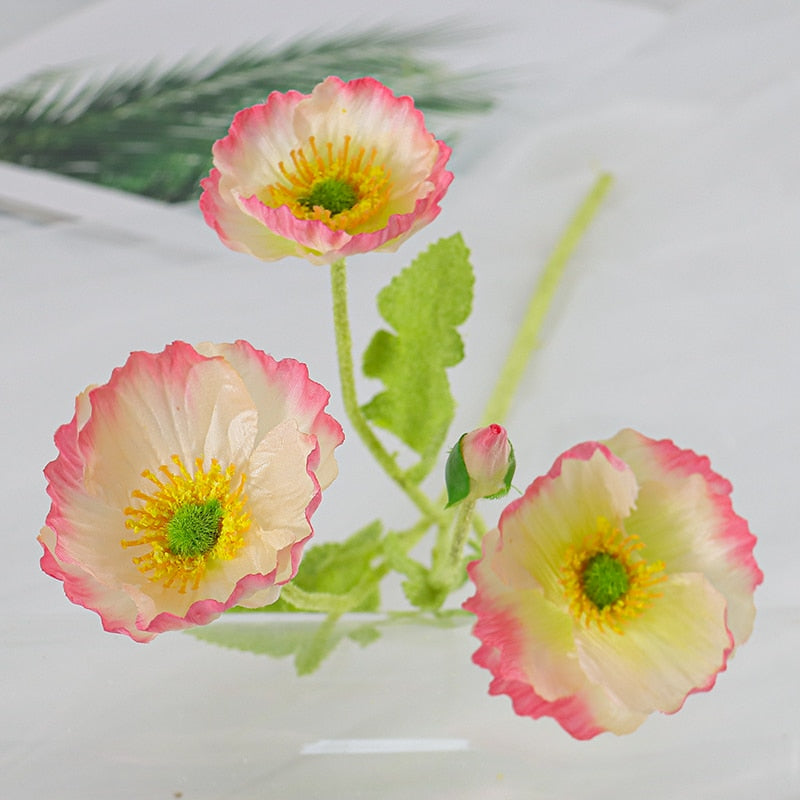 Artificial Flowers Poppy Silk Flowers Long Stem Housewarming  Garden Table Wedding DIY Party Wedding Bridal Bouquet Decoration
