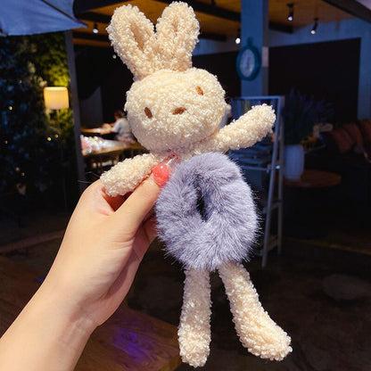 New Children Girls Cute Cartoon Panda Cat Rabbit Plush Elastic Hair Bands Hair Decorate Scrunchie Fashion Women Hair Accessories