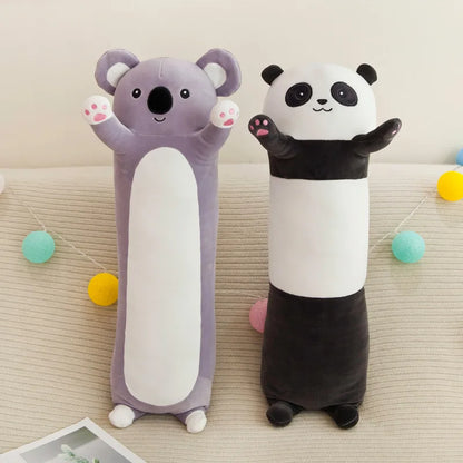 65~120cm Long Giant Panda Plush Toy Cylidrical Animal Bolster Pillow Koala Stuffed Plushie Children Sleeping Friend