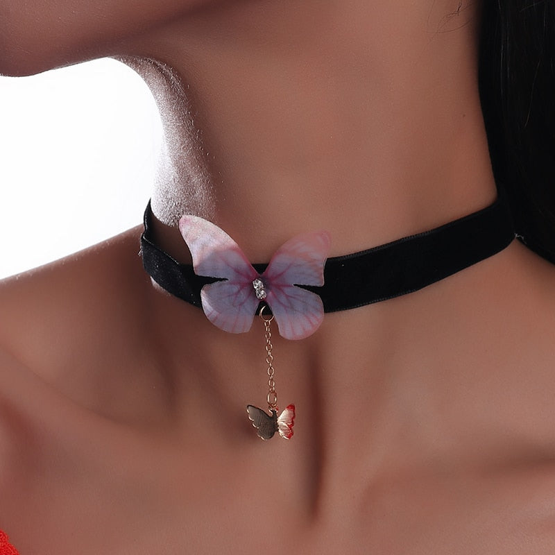 Fashion Black Velvet Chokers Necklaces Punk Style Statement Crystal Love Hearts Necklace For Women Party Jewelry
