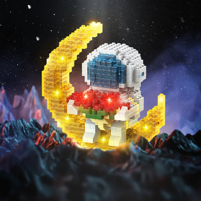 Micro Building Blocks Space Aerospace Series Glowing Astronaut Figure With Light DIY Bricks Set Toys For Children Christmas Gift