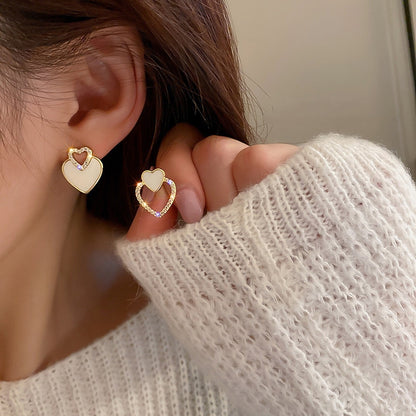 White Color Flower Dangle Earrings for Women Heart Flower Round Leaf Triangle Pearl Bowknot Round Earring Jewelry Brincos