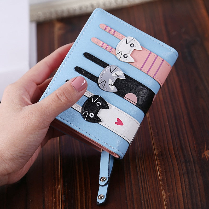 Women Cute Cat Wallet Small Zipper Girl Wallet Brand Designed Pu Leather Women Coin Purse Female Card Holder Wallet Billetera