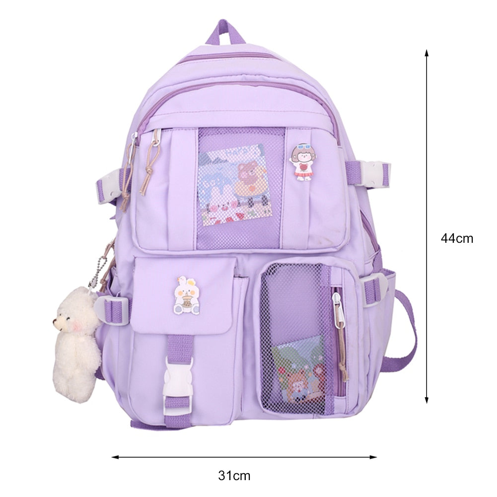 Japanese Girls Aesthetic Backpack Cute School Bags For Student Teens Girls Pockets Kawaii Women Laptop Backpack Harajuku Mochila