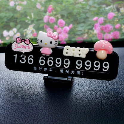 Kawaii Sanrio Anime Kt Cat Hello Kitty Plush Steering Wheel Cover Car Accessories Headrest Pillow Lumbar Pillow Plushie Seatbelt Cover Gift