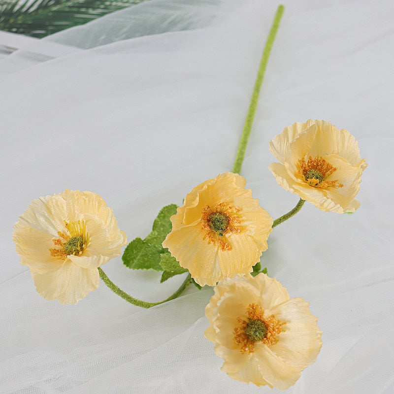 Artificial Flowers Poppy Silk Flowers Long Stem Housewarming  Garden Table Wedding DIY Party Wedding Bridal Bouquet Decoration