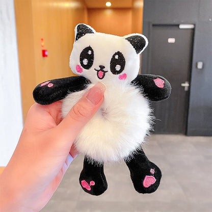 New Children Girls Cute Cartoon Panda Cat Rabbit Plush Elastic Hair Bands Hair Decorate Scrunchie Fashion Women Hair Accessories