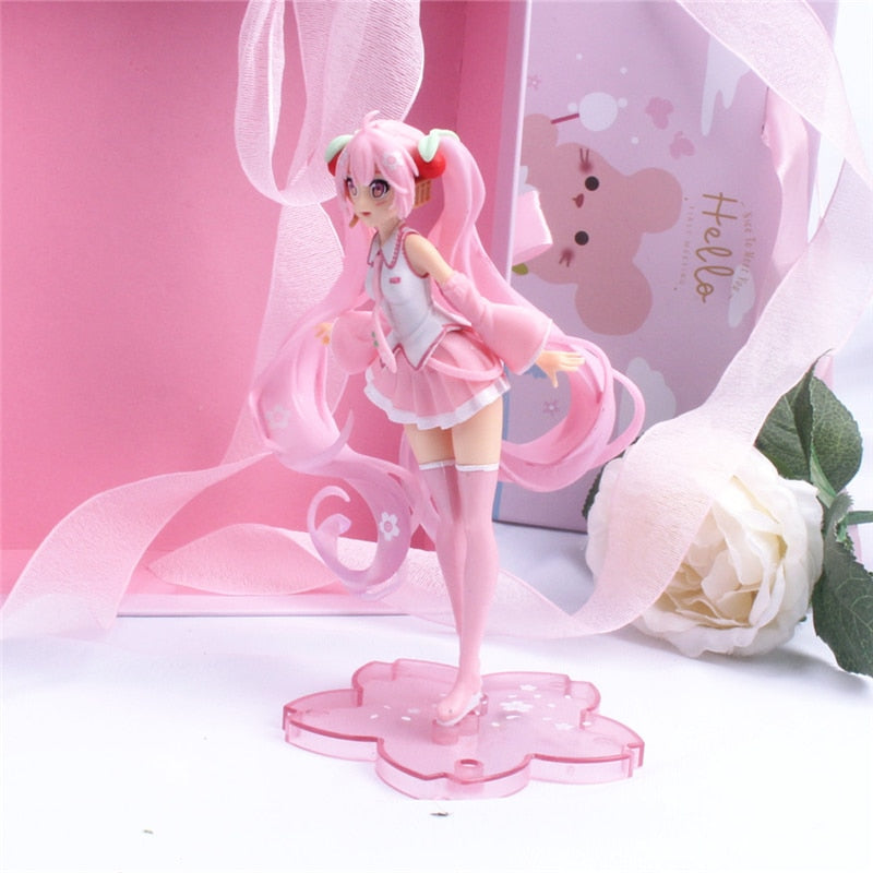 New Anime Hatsune Miku Action Figure Miku Kawaii Collection Model Pink Sakura kawaiii Doll Collectible Model Toys Cake Decor