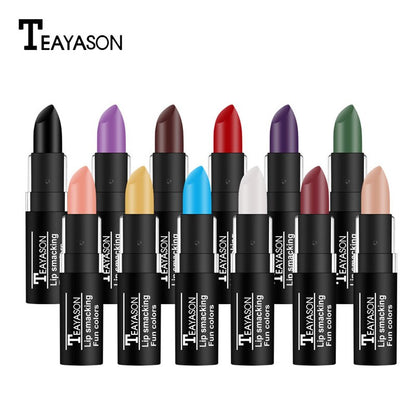 Hot Sale Waterproof Velvet Matte Black White Lipstick Lasting Pigment Green Purple Lipstick Christmas Halloween Party Lip Makeup