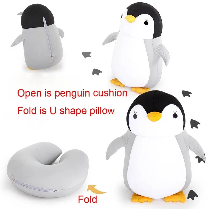 Deformable U-shape Travel Pillows  Airplane Penguins Cushion Plush Toy Neck Pillow
