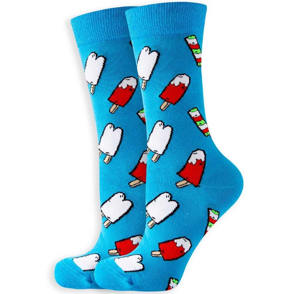 Cute Women Socks Cartoon Animal Food Fruit Socks  Kawaii Funny  Trendy Socks Happy Harajuku Casual Socks Autumn Spring Stocking