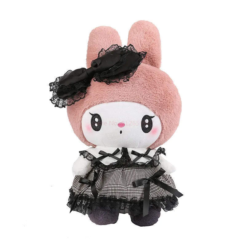 Sanrio Black Kuromi My Melody Plush Stuffed Dolls Kawaii Cartoon Sofa Cushion Pillow Dark Gothic Lace Toy Birthday Gift For Girl