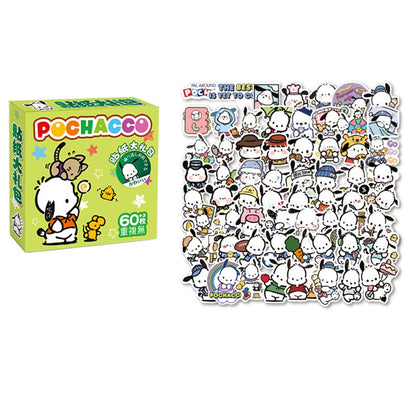 60Pcs Sanrio Hello Kitty Kuromi Cinnamoroll Pochacco Stickers for Kids Girls DIY Laptop Phone Diary Cute Cartoon Sanrio Sticker