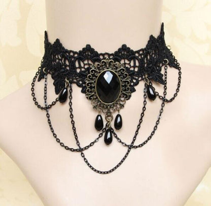 Korean Fashion Velvet Choker Necklace for Women Vintage Lace Necklace with Pendants Gothic Girl Neck Jewelry Accessories