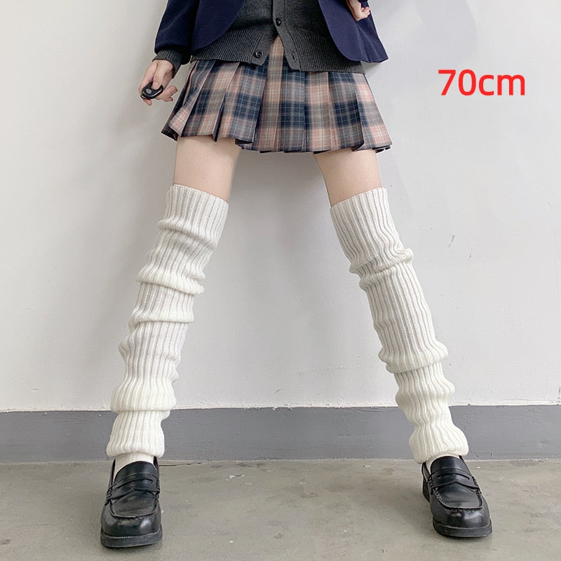 Gothic Women's Striped Leg Warmers Lolita Long Socks Knitted Leggings Japanese Sweets Winter Socks Kawaii Arm Ankle Warmers