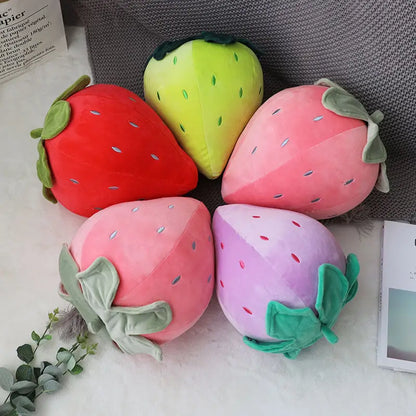 25cm Pink Red Strawberry Plush Cute Cartoon Fruit Stuffed Toy Fruits Sofa Cushion Pillow Fun Sleeping Toy Girl Gift