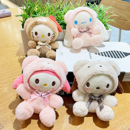 Sanrio Plush Doll Keychain Hello Kitty Melody Cinnamoroll Pochacco Cute Key Ring Cartoon Plushies Bag Pendant Gift Kids Toys