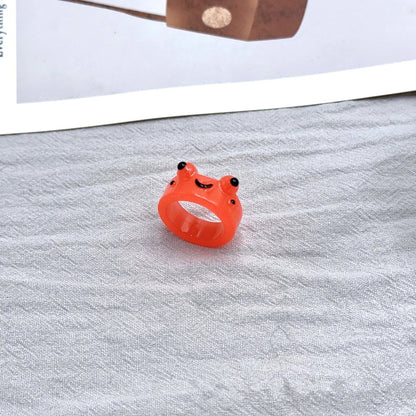 Colorful Luminous Frogs Acrylic Ring for Women Cute Funny Cartoon Animal Aesthetic Glow In The Dark Rings Summer Jewelry Gift