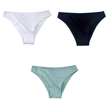 3Pcs/Set Women's Cotton Panties Female Underwear Solid Color Comfortable Briefs High Elasticity Underpants Size M-XXL